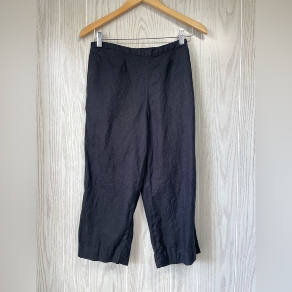 Kim Rogers Womens Size Small Black Linen Capri Pull On Pants - Picture 1 of 4